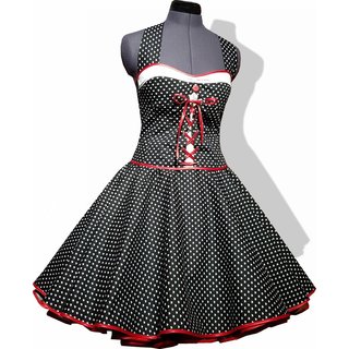 Petticoat Kleid schwarz kleine weie Herzen mit Schnrung wie Dirndl