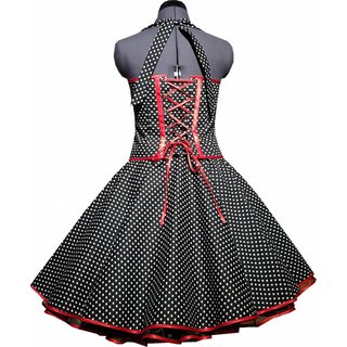 Petticoat Kleid schwarz kleine weie Herzen mit Schnrung wie Dirndl