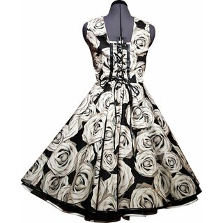 50er Jahre Kleid zum Petticoat Retrokleidschwarz graue Rosen Kleid  36