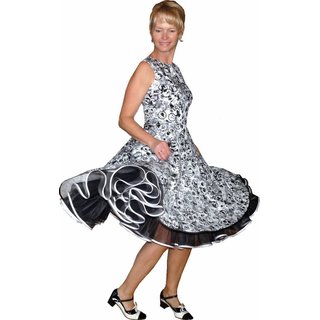 Kleid zum Petticoat Rockabilly schwarz wei Kringel Kreise  32-44