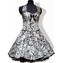 50er Jahre Kleid zum Petticoat wei schwarze Blattmotive 36