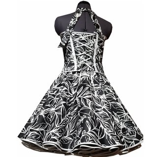 50er Jahre Kleid zum Petticoat schwarz weie Blattmotive
