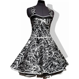 50er Jahre Kleid zum Petticoatschwarz weie Blattmotive 36