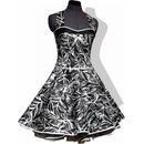 50er Jahre Kleid zum Petticoatschwarz weie Blattmotive 36