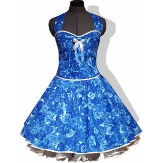 50er Jahre Kleid zum Petticoat Vintage  blau wei Rosen 