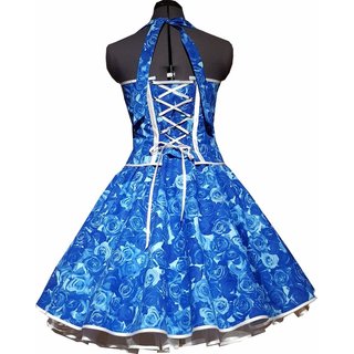 50er Jahre Kleid zum Petticoat Vintage  blau wei Rosen 