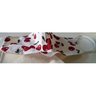 Nasen- Mundmaske rote Kirschen in wei oder schwarz waschbare Baumwolle Wendemaske