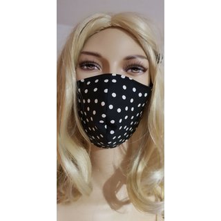 Mund-Nasen-Maske-Maske Stoffmaske Mundbedeckung schwarz weie Punkte unregelmig Baumwolle waschbar 