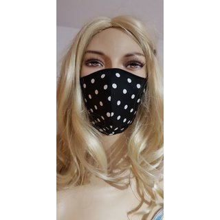 Nasen- Mundsmaske schwarz weie Punkte Stoffmaske mit Einschubtasche