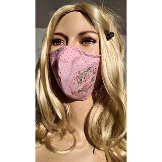 Nasen- Mundmaske Stoffmaske Atemmaske Mundbedeckung grn rosa zarte Blumen 