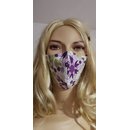 Florale Nasen-Mundsmaske Stoffmaske in wei mit lila...