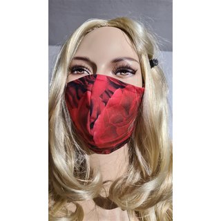  Mund-Nasenmaske rote Rosen mit Einschubtasche  