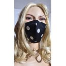 Mund- Nasenbedeckung Stoffmaske schwarz weie groe Punkte