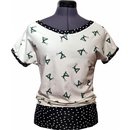 50er Jahre Rockabilly Shirt creme  schwarz wei Punkte...