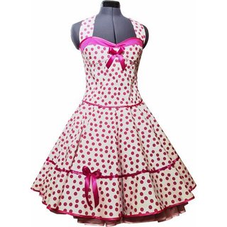 50er Jahre Kleid zum Petticoat weiss pink Punkte tanzend