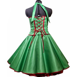 50er Jahre Kleid zum Petticoat Vintage Korsage grn Band rot