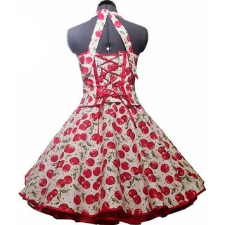  50er Jahre Kleid zum Petticoat wei rote Kirschen und Punkte Vintage Korsage