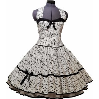 50er Jahre Kleid zum Petticoat wei schwarze Punkte unregelmig  Vintage Korsage