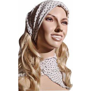 Schaltuch Halstuch Haarband Kopftuch wei schwarze Punkte im 50er Jahre Stil aus Baumwolljersey