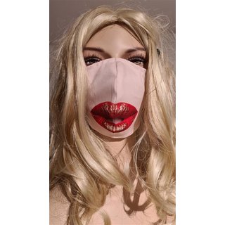 Lustige Nasen-Mundmaske Kussmund Stoffmaske Maske Mundbedeckung Doppeloptik