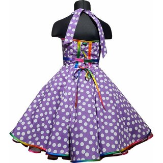 Kinder Petticoat Kleid Punkte Mdchen Einschulung Party Blumenkind lila regenbogen Gr. 110/146