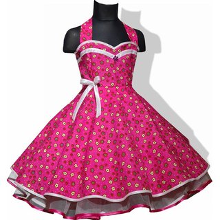  Kinder Petticoat Kleid Drehkleid Punkte Mdchen Einschulung Party Blumenkind pink Blumen