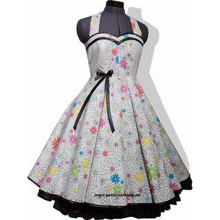 50er Jahre Petticoatkleid wei Blumen Punkte Kleid Rockabilly Vintage Einzelstck