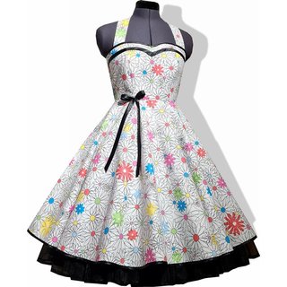 50er Jahre Petticoatkleid wei Blumen Kleid Rockabilly Vintage Einzelstck