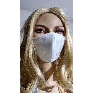  Mundmaske Mund Nasenbedeckung Stoffmaske wei Ranken doppellagig mit Filtertasche waschbar