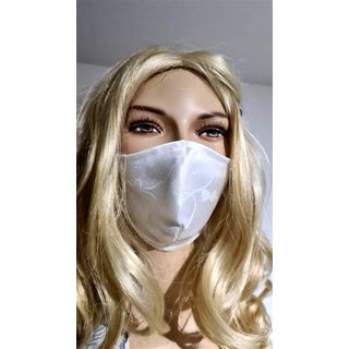 Mundmaske Mund Nasenbedeckung Stoffmaske wei Schleife doppellagig mit Filtertasche waschbar