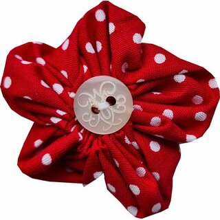 Stoffblüte rot weiß Punkte
