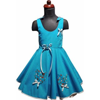 50er Jahre Kinder Petticoat Kleid Drehkleid Mdchen Punkte Blmchentrkis wei, Einzelstck, Gr 116-134