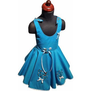 50er Jahre Kinder Petticoat Kleid Drehkleid Mdchen Punkte Blmchentrkis wei, Einzelstck, Gr 116-134