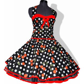 Petticoat Kleid Tanzkleid schwarz weie Punkte rote Kirschen  42