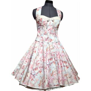 50er Jahre Hochzeitskleid wei mit rosa Rosen Brautkleid zum Petticoat