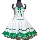 Kleid zum Petticoat Korsage weiß Blumen grün mit Punkten 36