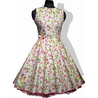 Kleid zum Petticoat Rockabilly rosa gelbe Blumen  34/36