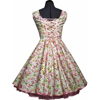 Kleid zum Petticoat Rockabilly rosa gelbe Blumen  34/36