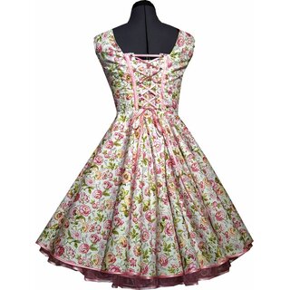 Kleid zum Petticoat Rockabilly rosa gelbe Blumen  34