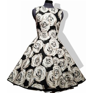 50er Jahre Kleid zum Petticoat Retrokleidschwarz graue Rosen Kleid  34-44