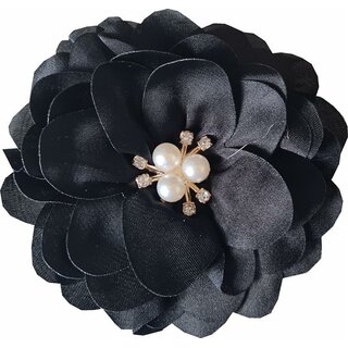  Haarblume Satin schwarz Haarschmuck 8cm