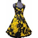 50er Jahr Kleid zum Petticoat gelb schwarze Blumen