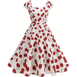 Vintage Kirschenmuster Kleid rot weiß zum Petticoat 40