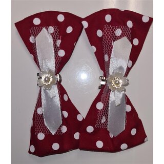 Schuhschmuck Schleiferot kleine weiße Punkte