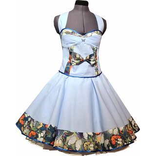 50er Jahre Petticoatkleid hellblau blau weiße...