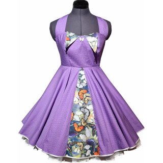 50er Jahre Petticoatkleid lila kleine Punkte Schmetterlinge