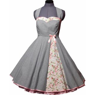 50er Jahre Petticoatkleid Vichykaro rosa Blumen und...