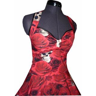 50er Petticoatkleid Rosen rot Totenkpfe verschiedene Modelle und Farben