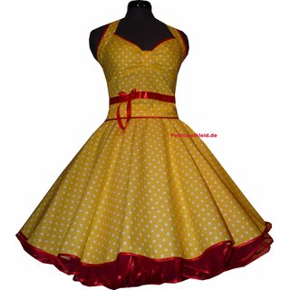 Punkte Petticoat Kleid 2 gelb weie Punkte roter Akzent