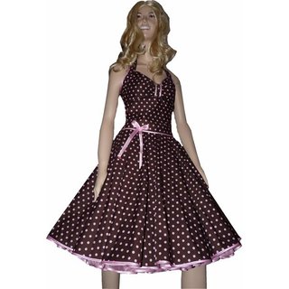 Punkte Petticoat Kleid 2 braun mit creme, wei oder rosa Tupfen